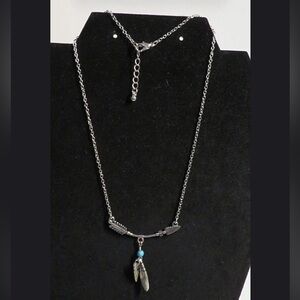 Silver Tone Rhodium Arrow Necklace